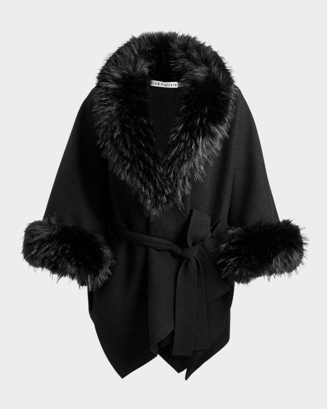 Joanne Faux Fur-Trim Sweater Coat